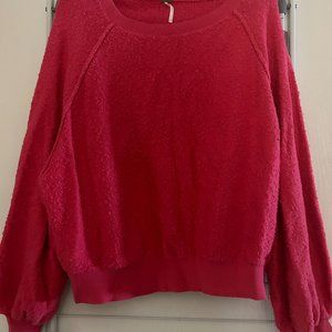 Hot Pink Free People Cowl Neck Sweatshirt